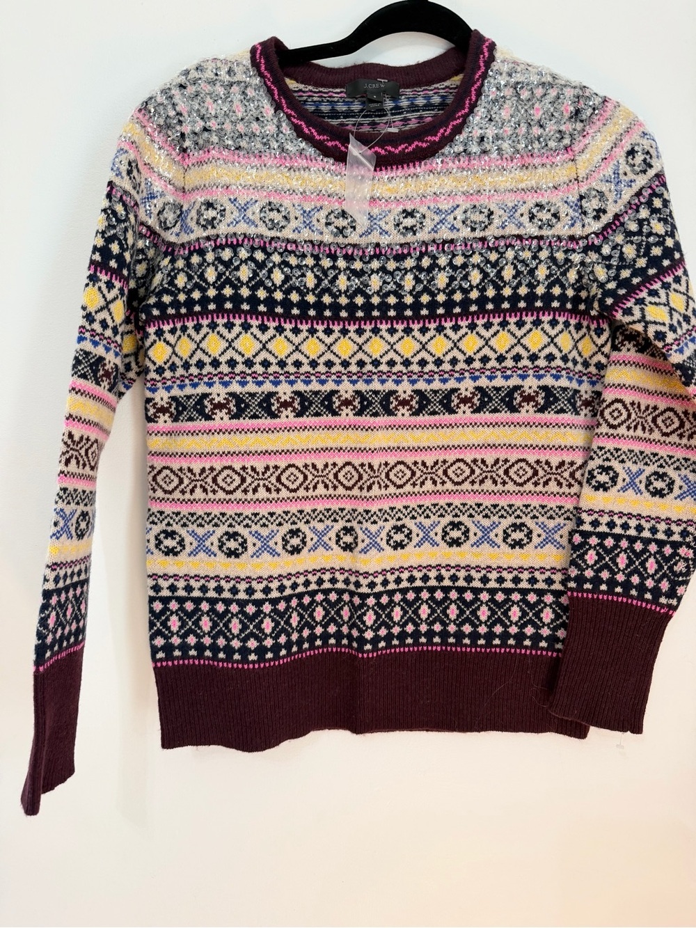 J. Crew Sweater Women S Purple Lambswool Sweater Fair Isle Sweater Knit Sweater